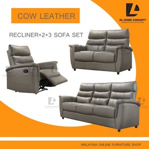 DL Home Concept Cow Leather Recliner 1+2+3 Sofa Set