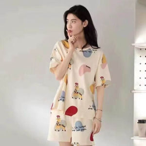 [ส่งเร็วพิเศษ!] 🔥พร้อมส่ง ชุดนอน คอกลมเสื้อแขนสั้น+ขาสั้น ลายการ์ตูน 34 ลาย ผ้าคอตตอน เนื้อผ้านิ่ม ใส่สบาย ฟรีไซส์