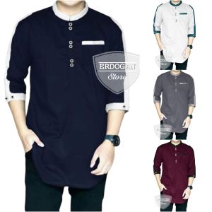 KOKO ZAKA Baju Busana Muslim Pria Baju Koko Kurta Lengan 3per4  Pakaian Baju Koko Muslim PriaBaju Kemeja Muslim PriaBaju Koko Qurta Jumbo Pria Model TerbaruTerkiniTermurah Terbaru dan Terlaris ER DOGAN STORE
