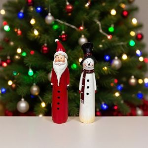 UNQIN Creative Santa Claus Snowman Sculpture Resin X-mas Modern Christmas Ornament Cute Minimalist Crafts Durable Santa Claus Statue Christmas Home Decor