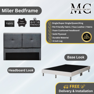 Mattress Concept Miler Divan Bedframe Pet Friendly Fabric/FauxLeather/Fabric All Size Available