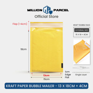 MillionParcel Kraft Paper Bubble Mailer | Bubble Envelope | Padded Envelope | Bubble Wrap Envelope