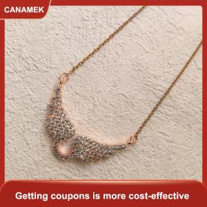 【CANAMEK 】 Angel Wing Necklace Womens Diamond-encrusted Fashionable Temperament All-match Titanium Steel Clavicle Chain