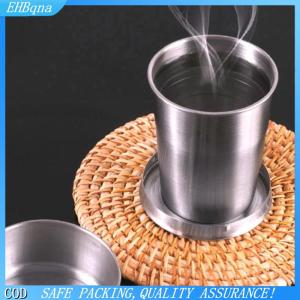 COD 250ml thép không gỉ gấp Cốc du lịch ngoài trời cắm trại di động ráp cốc nước với Keychain có thể thu vào tách trà