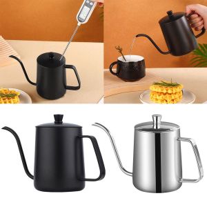 VALUEPULSE ดำเงิน กาต้มน้ำแบบเท ปากน้ำยาวแคบ 304 สแตนเลส กาต้มน้ำสำหรับชงกาแฟแบบดริป ทนทาน พร้อมฝาปิด กาต้มน้ำแบบหยด การชงกาแฟ