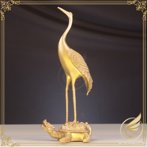 Decor Phong Thủy Tượng Hạc Đứng Trên Lưng Rùa Bằng Đồng Thau Đôi Hạc Thờ Trường Thọ Bằng Đồng - Đồ Đồng Thuận Tâm