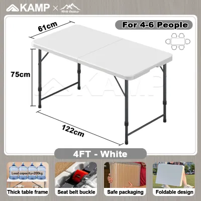 Folding Table | 6ft/4ft Foldable Table Heavy Duty Portable Folding Table Adjustable Hight Computer Table Dining Table for 8 People Suitable for Picnic and Outdoor Party