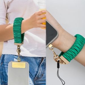 FIRST SONG Pleated Design Mobile Phone Strap Pendant Metal Card Cell Phone Chain Universal Anti-Lost Mobile Phone Lanyard Women/Lady/Girl