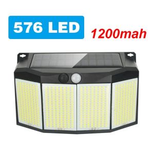 Solar-Powered Outdoor Waterproof Motion Sensor Wall Light 576 LED Garden Light 18650 battery 1200mah