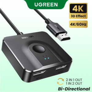 UGREEN HDMI Switch 4K 60Hz HDMI 2.0 Splitter Switcher 2 in 1 Out/1 in 2 Out Bi-Directional HDMI Box with 3.3FT HDMI Cable 4K 1080P 3D HDR Compatible with Switch PS5 PS4 Xbox Monitor Fire Stick