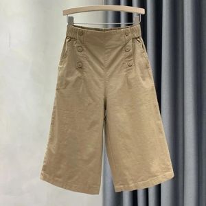 WomenS Elastic Waist Casual Wide Leg  Capri Pants ‌