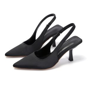 Plus-Size High-Heeled Sandals With Closed Toe And Back Strap New Style Shallow Pointed Toe Single Shoes With Thin High Heels