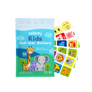 Wiieey Kids cartoon plant mosquito repellent stickers portable for babies and toddlers for outdoor use cute cartoon designs long-lasting mosquito protection 60pcs