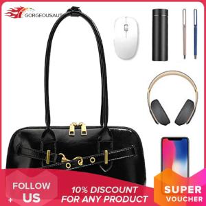Women PU Leather Shoulder Bag Vintage Tote Bags Trendy Bowling Bag for Travel Dating Shopping