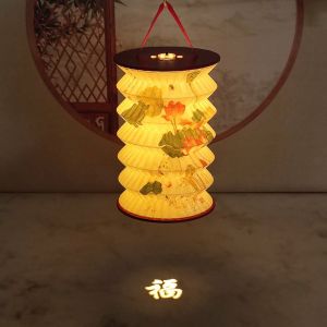 WISH BOUTIQUE Foldable Mid-Autumn Festival Lanterns Traditional Projected Chinese Paper Lantern Portable Hanging Handheld Lanterns Christmas