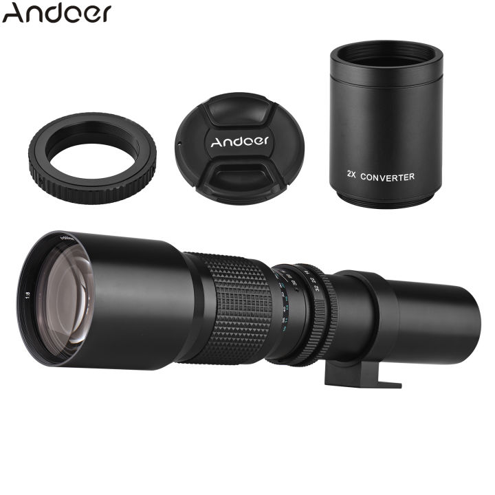 Andoer 500mm/ 1000mm f/8 High Power Camera Telephoto Lens Manual Focus with  2X Converter Lens Cover Lens Protector Carrying Bag for Scenery