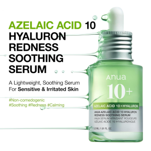 Azelaic Acid 10 Hyaluron Redness Soothing Serum 30mlAnua Korean Serum for Redness Relief & Acne Skin Care