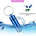 กล่องยายาพวงกุญแจอลูมิเนียม กล่องใส่ยาขนาดเล็กแบบพกพากันน้ำ Keychain Pill Box. 