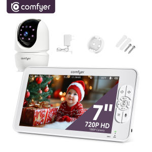 Comfyer BM01 baby monitor with 1080P Cameras 7" Split 720P HD No WiFi Monitor Video Baby Monitor with Camera and Audio 2 Way Audio Remote PTZ Auto Night Vision