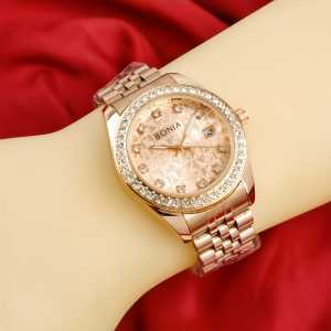 Paket Box Exclusive + Paperbag + Krtu / Jam Tangan Bonia Bulat Permata 4556 VA-669DA / Jam Tangan Fashion Wanita Tali Rantai Diameter 36 cm