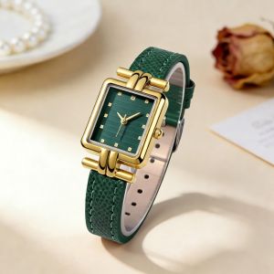 GORGE Có thể điều chỉnh. Đồng hồ đeo tay thạch anh Vỏ vuông Dây đeo bằng da Đồng hồ nữ phong cách tối giản. Thanh lịch Đồng hồ đeo tay nữ