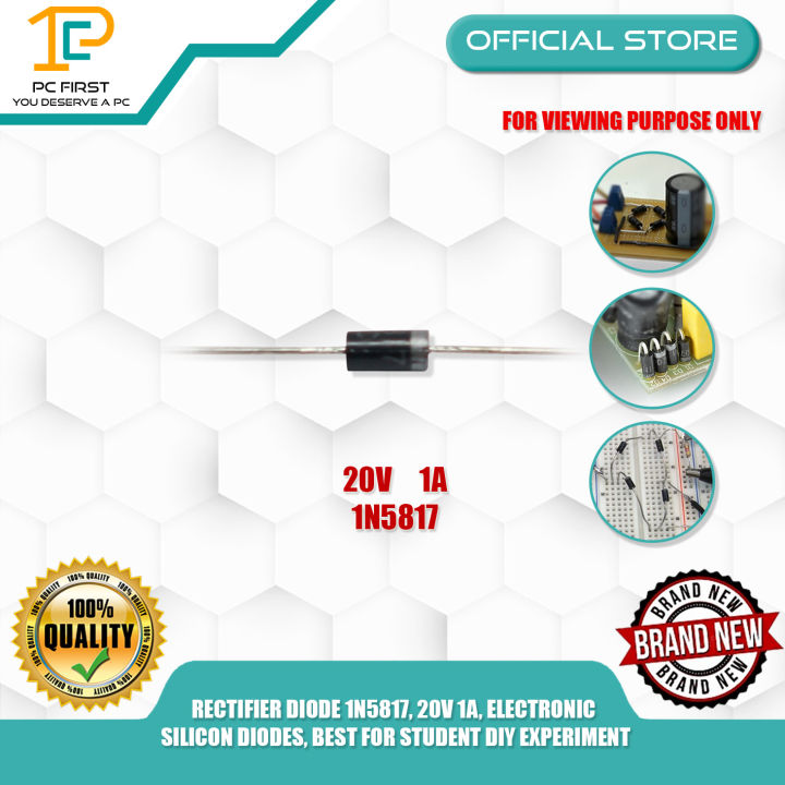 PC FIRST RECTIFIER DIODE 1N5817, 20V 1A, ELECTRONIC SILICON DIODES ...
