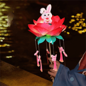 WARMSUN Handmade Mid-Autumn Festival Lantern Luminous Rabbit Handheld Light Chinese Lantern Easy-to-Make Lotus Lantern Chinese