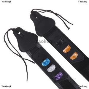 [COD] Yaokeqi Adjustable Electric Guitar Strap With 3 Guitar Picks Holders PU Leather Ends Acoustic Guitar Bass Strap Belt Accessories