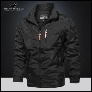 Fuguiniao Men’s City Walking Rain Jacket Windproof Coat Full Zip Outdoor Jacket