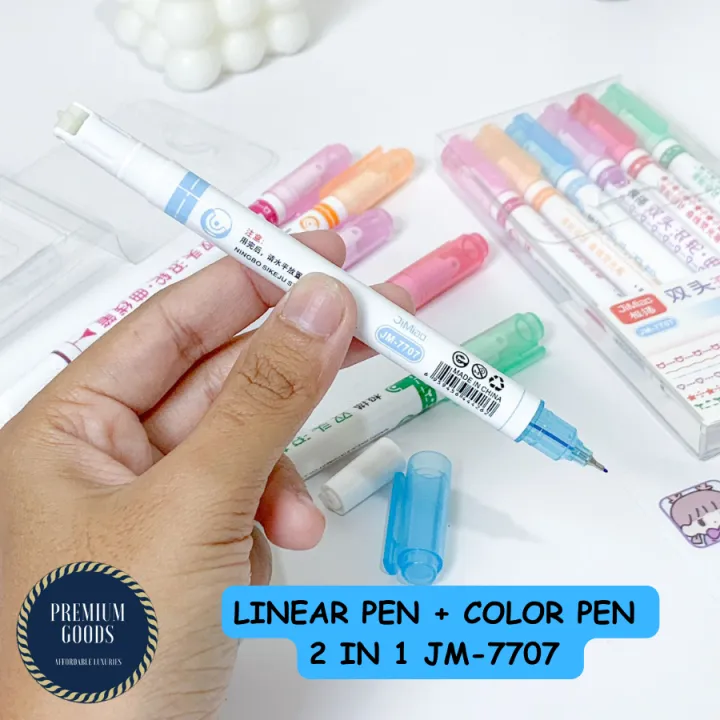 JM-7707 1 SET 6 PCS STEMPEL COLOR PEN DECO LINIER ROLL / LINEAR PEN ...