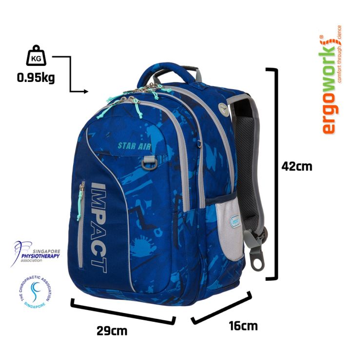 IMPACT School Bag IM 00303 Ergo Comfort Spinal Support Ergonomic Backpack Lazada Singapore