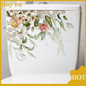 [Buytra] Green Plant Leaves Flower Wall Sticker Bathroom Toilet Decor Living Room Cabinet Home Decoration Decals Beautify Self Adhesive Mural