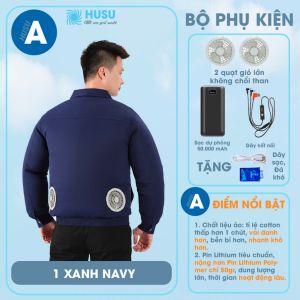 Áo điều hòa áo gắn quạt (2 & 3 quạt) HUSU cao cấp làm mát chuyên dụng cho người đi làm
