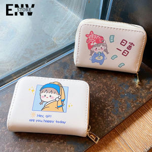 JIVIVIL กระเป๋าสตางค์ ผู้หญิงการ์ตูนน่ารักสาวญี่ปุ่นหัวใจเหรียญขนาดเล็กกระเป๋าสตางค์สั้น แพคเกจบัตรประจำตัว กระเป๋าออลอินวัน