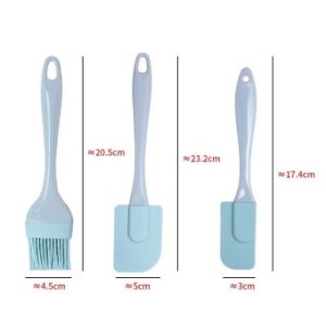 3Pcs Silicone Spatula Set Baking Tool Kit with Oil Brush Cake Spreader Flexible Heat Resistant