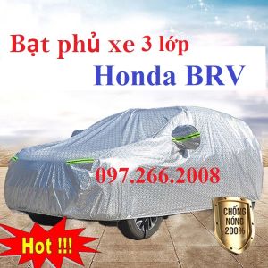 Bạt che phủ xe áo trùm xe Honda BRV BR-V cao cấp ( bạt 3 lớp Tráng Nhôm chống xước chống nóng mưa cực tốt)