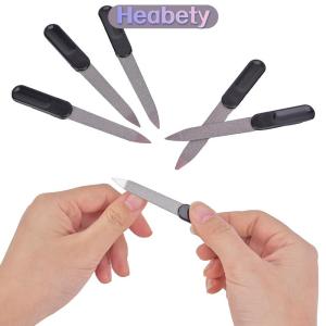 Heabety 5pcs Plastic Handle Metal Double Sided Nail Files DIY Manicure Pedicure Tool