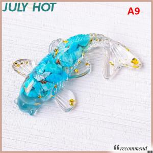 [JULYHOT] หินคริสตัลกรวดนำโชครูปปั้นปลา KOI เรซิ่นขนาดเล็กควอตซ์แฟนซีรูปปั้นปลาคาร์พตกแต่งบ้านของขวัญประดับโต๊ะ