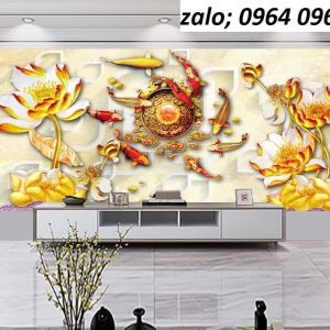 Tranh gạch 3d phong thủy cửu ngư quần hội - SHN76