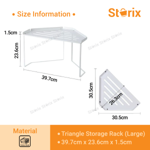 Storix Carbon Steel Kitchen Household Tabletop Stackable Corner Triangle Stand Pot and Spice Storage Rack Organizer