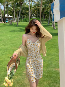 ชุดเดรสสายเดี่ยว ลายดอกไม้ ชุดเดรสแฟชั่น เซ็กซี่ ผ้าลื่น ทรงสวย สไตล์เกาหลี 020