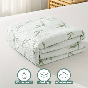 【Super low price】100% Bamboo Fiber Waterproof Mattress Protector Summer Cooling Breathable Mattress Cover Twin Full Queen King Size Fitted Sheet