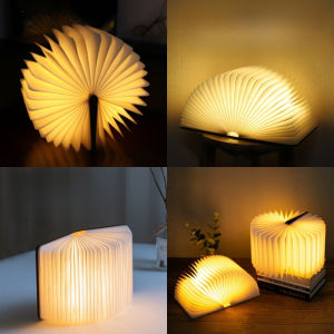 [SG]Folding Wooden Walnut Book Lamp Colorful USB Portable Desk Night Light Creative Paper Xmas Gift for Teachers Day