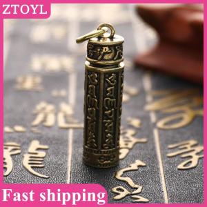 ZTOYL💝 Brass Cylinder Pendant Keychain Hanging Jewelry Pill Box Medicine Container