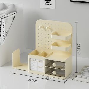 💖SG local stock💖Book Stand Desk Organiser Pen Holder Storage box with drawer pegboard board rack Cosmetic Brush Holder