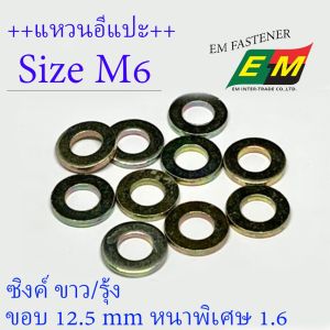 EM Fastener แหวนรอง แหวนอีแปะ แหวนอีแปะหนา แหวนรองหนา หนาพิเศษ M6 หนา 1.6 มม ขอบ 12.5 mm ชุบรุ้ง พร้อมส่ง มีหน้าร้าน ลดค่าส่ง มีส่วนลด จัดโปร
