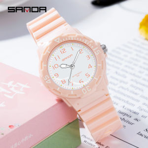 SANDA Fashion Youth Style Womens Watch Simple Casual Arabic Numeral Dial Waterproof Quartz Sport Ladies Wristwatch