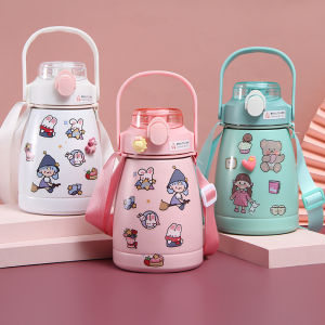 ขวดน้ำเย็น 1.1ลิตร สแตนเลส304 หูหิ้ว สายสะพาย พกพาสดวก 1100ML