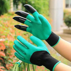 Garden Gloves With Fingertips Claws Garden Rubber Gloves Digging Planting Gloves Garden Equipment Tools Gloves Gardening