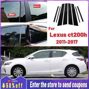 High quality Product details of 8 Pcs Glossy Black Car Door Window Center BC Pillar Post Stickers Trim External Decoration Films Auto Accessories For Lexus ct200h 2011 2012 2013 2014 2015 2016 2017